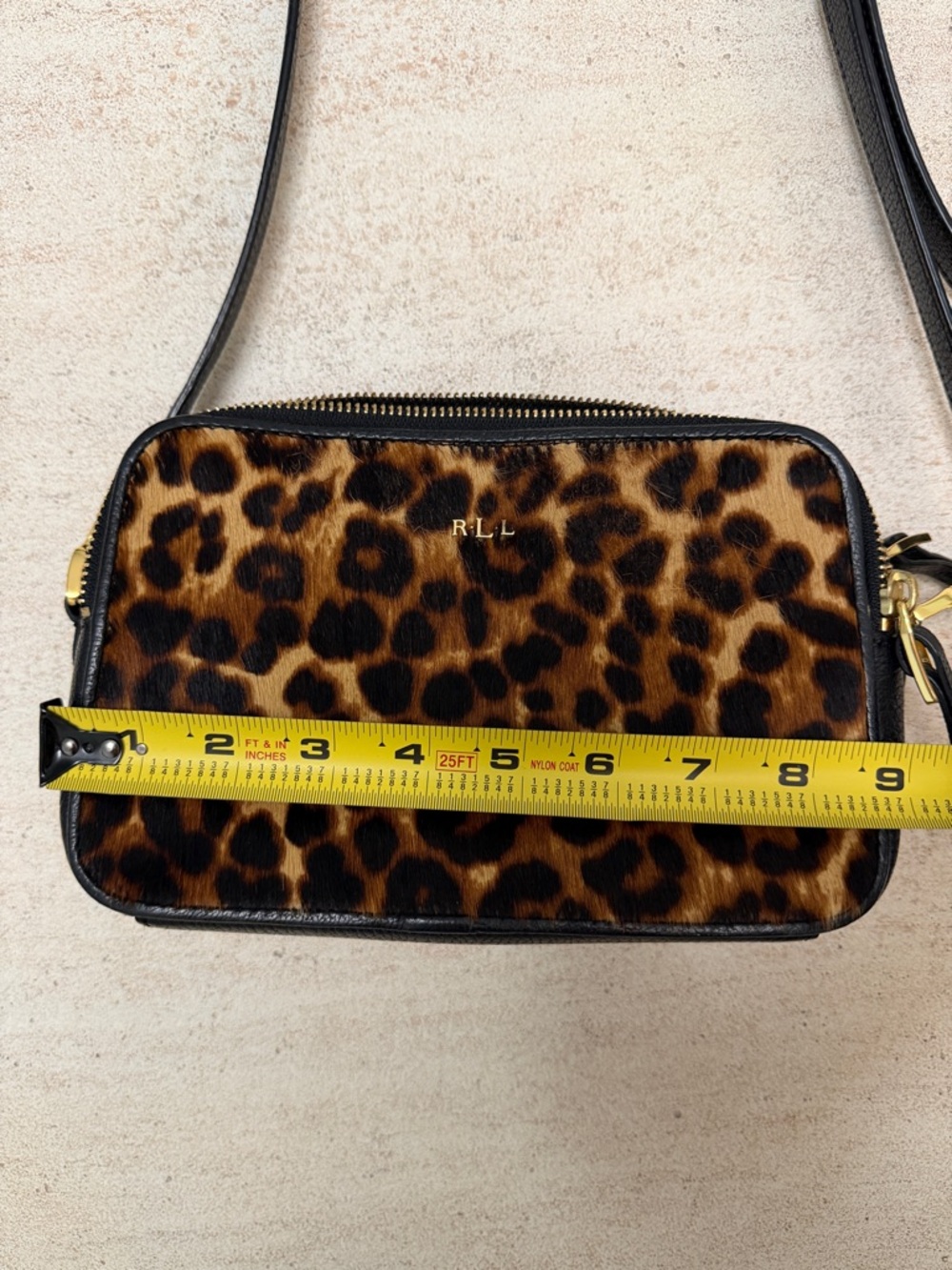 Ralph Lauren Leopard-Print Crossbody with Black Trim and Gold Hardware - Picture 8 of 9